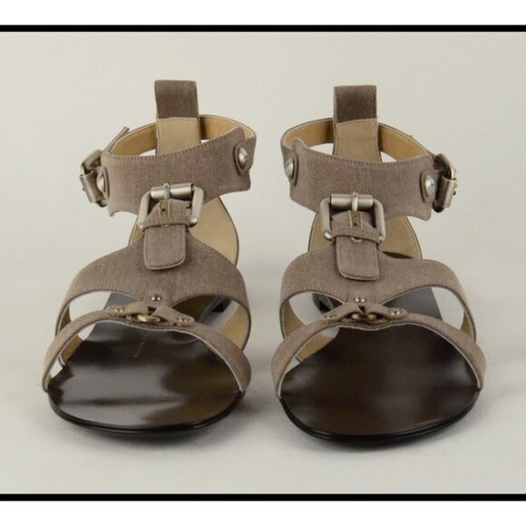 GIUSEPPE ZANOTTI SHOES FLAT FABRIC LEATHER GLADIATOR SANDALS - Picture 8 of 10